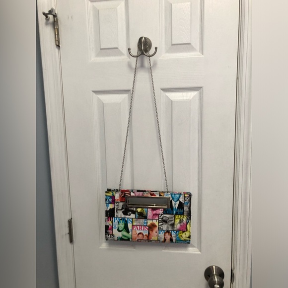 None Handbags - Fashion Magazine Cover Collage Chain Clutch - Multicolor